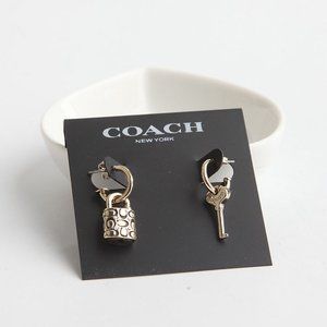 BRAND NEW COACH QUILTED PADLOCK KEY MISMATCH EARRINGS